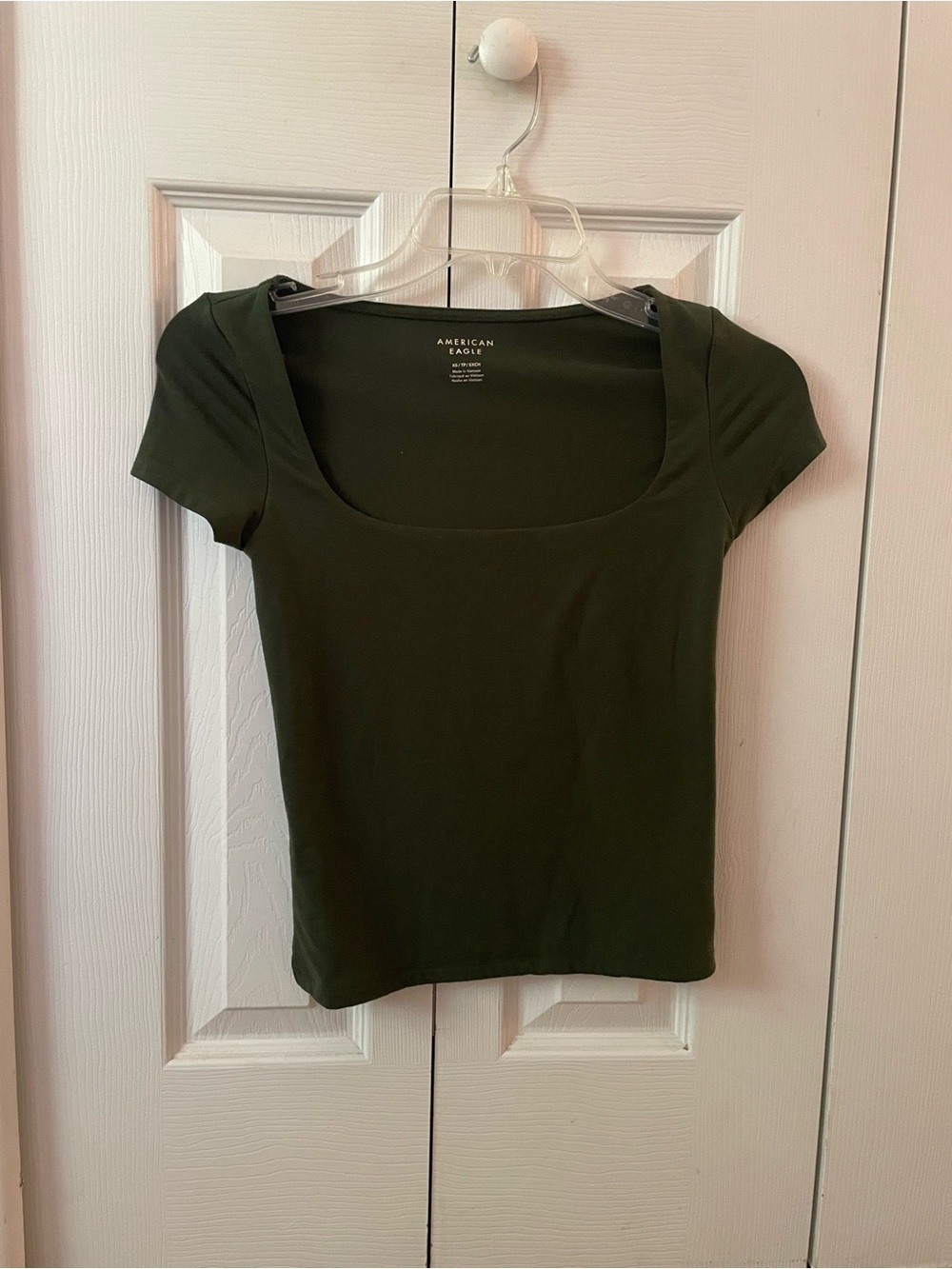 American Eagle Olive Green Square Neck Women's Top